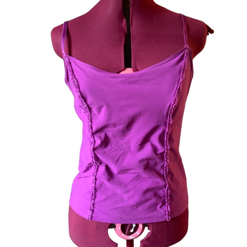 Tommy Hilfiger Magenta Cami Top – Adjustable Straps – Ruched Seams – Size L